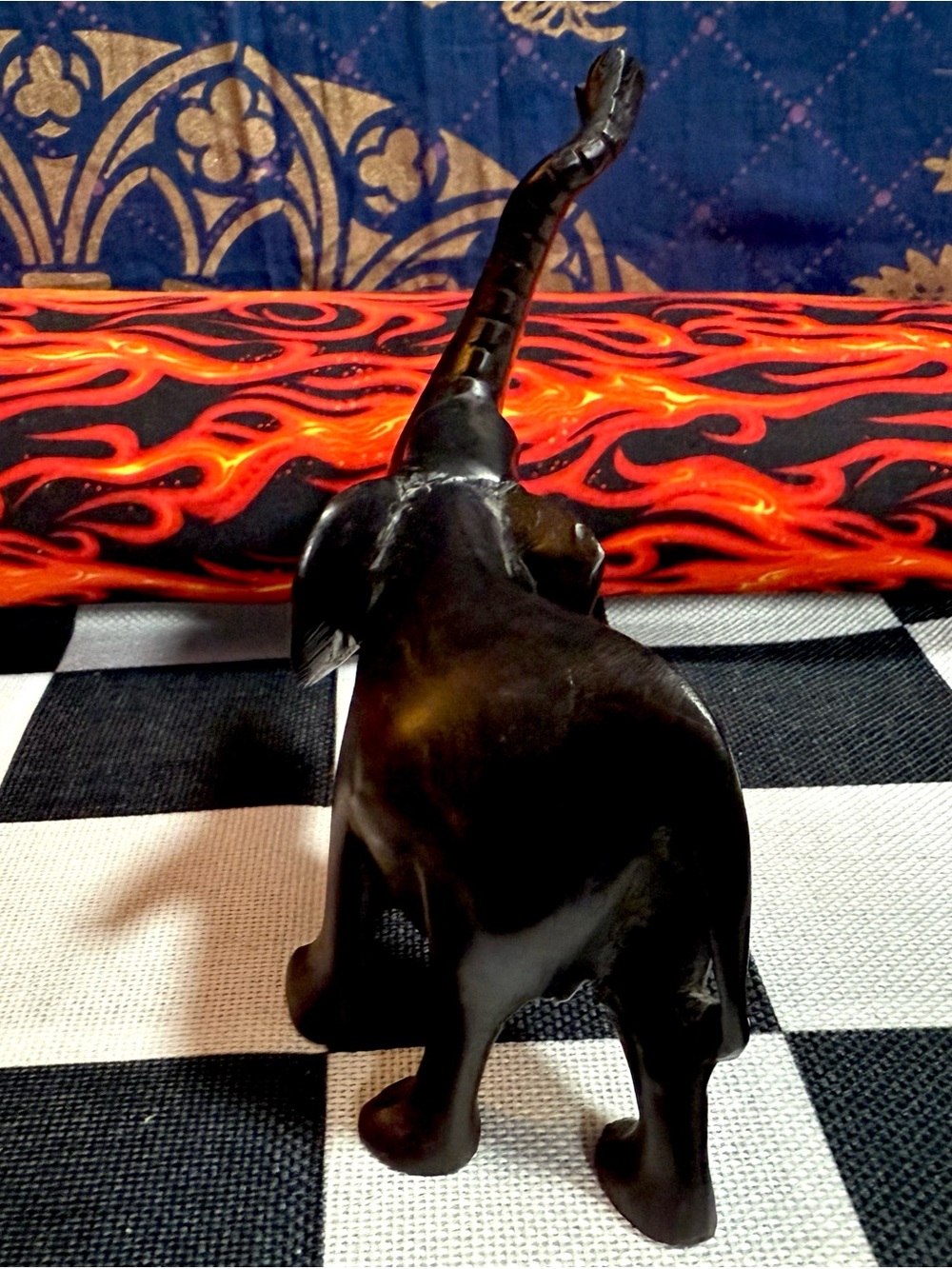 Hand Carved Wooden MCM Elephant Figurine - Picture 5 of 10